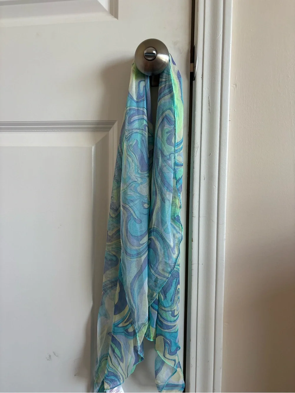 Lightweight Blue & Green Swirl Scarf